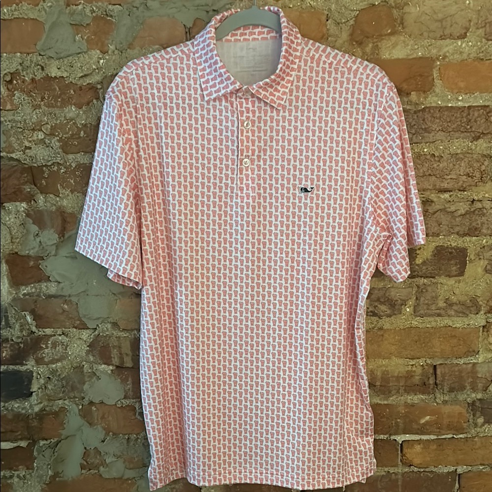 Vineyard Vines Pink and White Polo Shirt